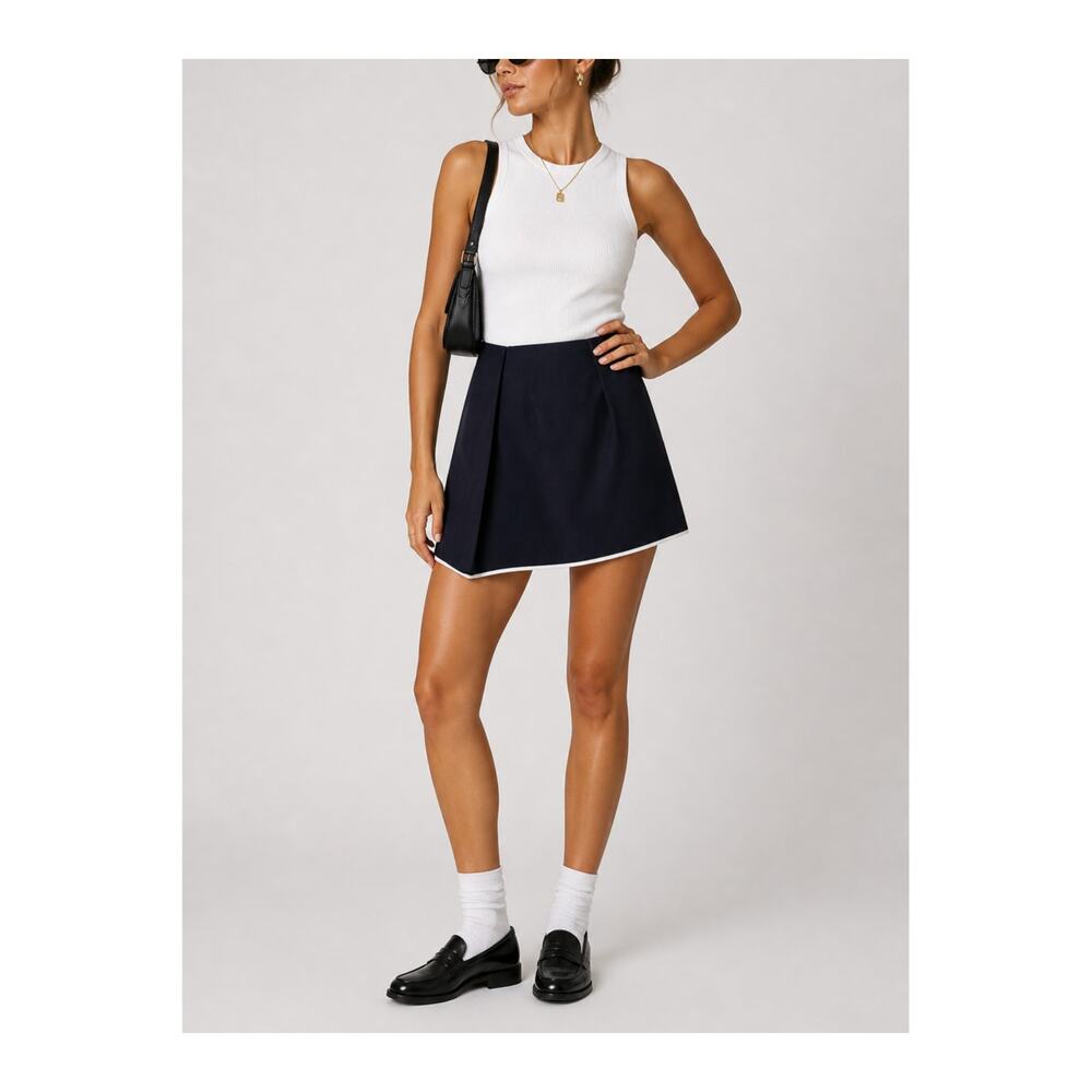 Paule Ka Paris Asymmetric Hem Skirt Size US 14 Black Minimal Preppy Quiet Luxury